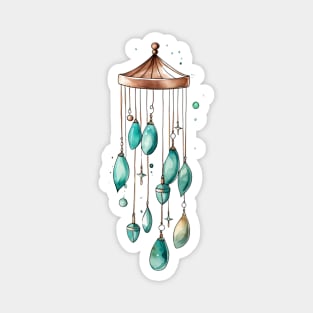 Aqua Wind Chime and Charms Magnet