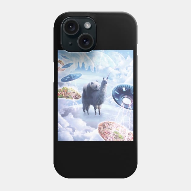 Space Panda Riding Llama Unicorn - Pizza & Taco Phone Case by Random Galaxy