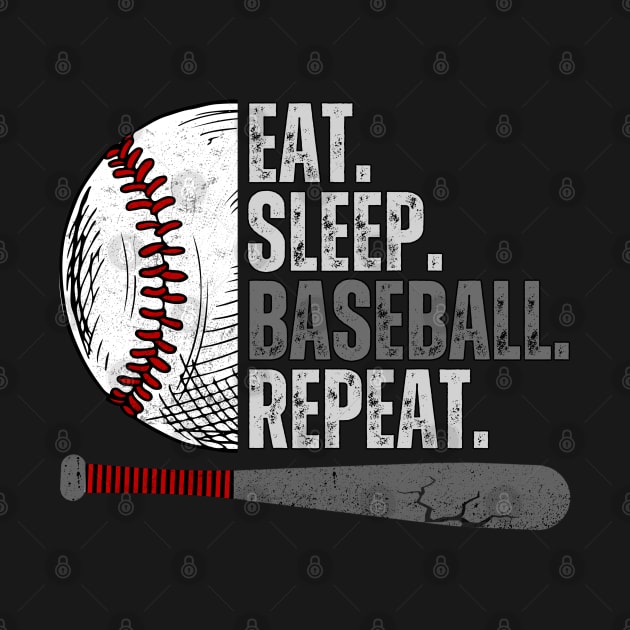 Eat Sleep Baseball Repeat Funny Baseball Player by MetAliStor ⭐⭐⭐⭐⭐