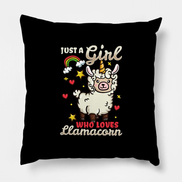 Just a girl who loves Llamacorn - Cute Llama Unicorn Gift Pillow by biNutz