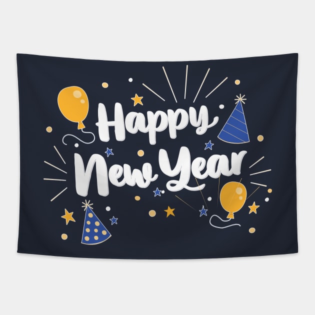 Happy New Year Party Tapestry by letnothingstopyou