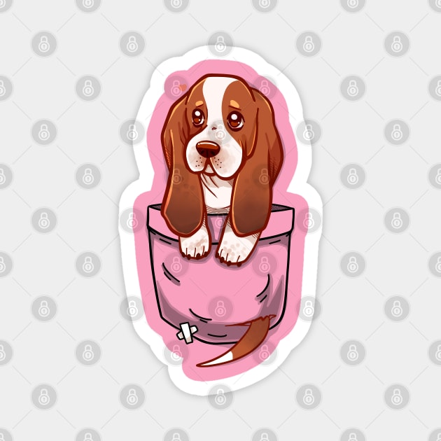 Pocket Cute Basset Hound Puppy Magnet by TechraPockets