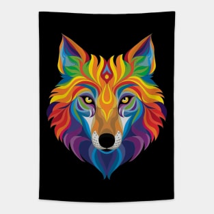 Vibrant Wolf Tapestry