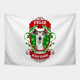 Feliz Navidog Christmas Puppy Santa Hat Tapestry