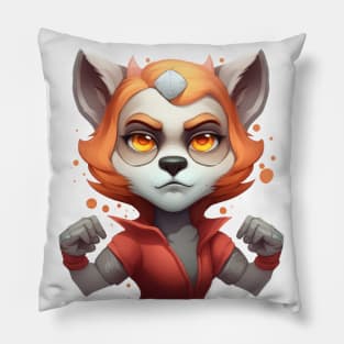 Frosty Gaze: Elegant Snow Fox with Glasses Pillow