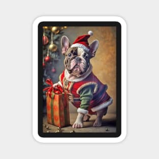 French Bulldog Santa Christmas Holiday Card Magnet