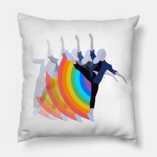 Girl Dancing with Rainbow Pillow