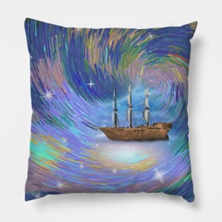 Sailing ship in fantastic scene Pillow