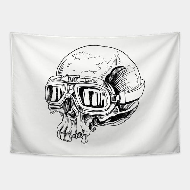 Rider Skull Ink Tapestry by Ian Moss Creative