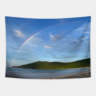 Rainbow Over the Beach in Culebra, Puerto Rico Tapestry