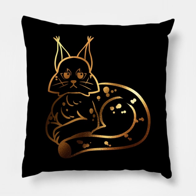Golden Unimpressed Lynx Pillow by darklightlantern@gmail.com