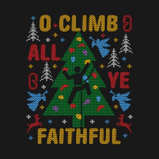 Funny Rock Climbing Ugly Christmas Sweater Party Funny Rock Climbing T-Shirt