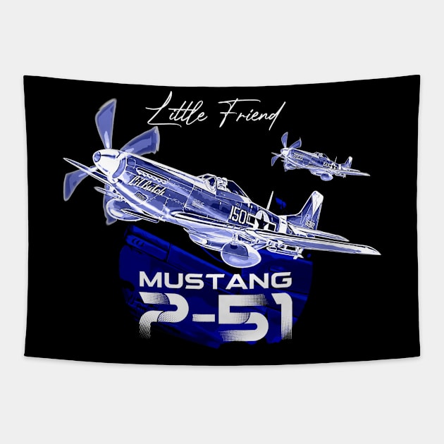 Mustang P-51 Vintage North American Aircraft Tapestry by aeroloversclothing