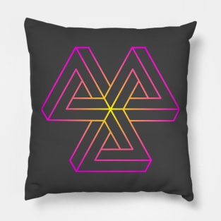 Impossible object (magenta to yellow radial gradient) Pillow