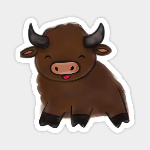 Cute Buffalo Drawing - Cute Buffalo - Sticker | TeePublic