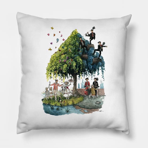 Mary Poppins "Two World Tree" Pillow by Carlotta Mascolo Art