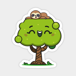 Happy Tree Sleepy Sloth Magnet