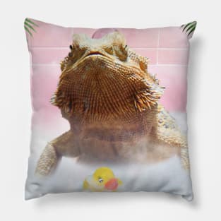 Cute Self-Care Bathing Bearded Dragon Lizard Palm Bath Pillow