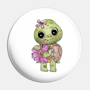 Schildkröte mit Blume Pin