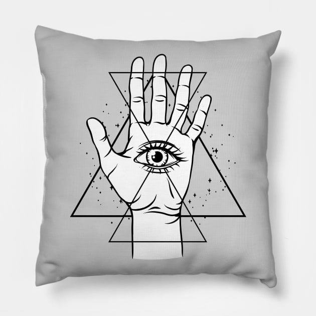 Hand With All Seeing Eye Pillow by NewWorldIsHere