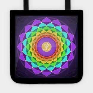 Aum, Ohm, Om Symbol Hinduism Mandala Petals Tote