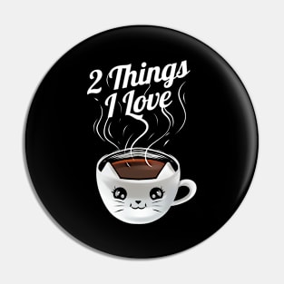 Cat And Coffee Cup 2 Things I Love On Purrsday Pin