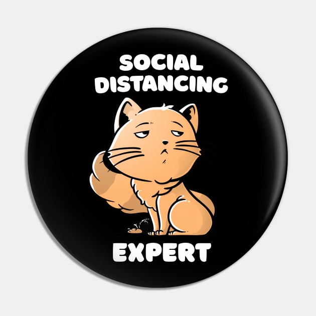 Social Distancing Expert Cute Snob Cat Gift Pin by eduely