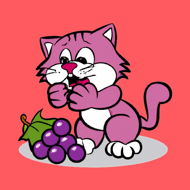 Cat eating wine grapes by winepartee