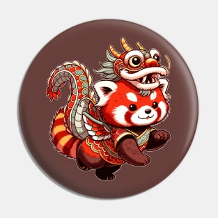 Kawaii Red Panda in Dragon Costume to Celebrate Lunar New Year 2024 Pin