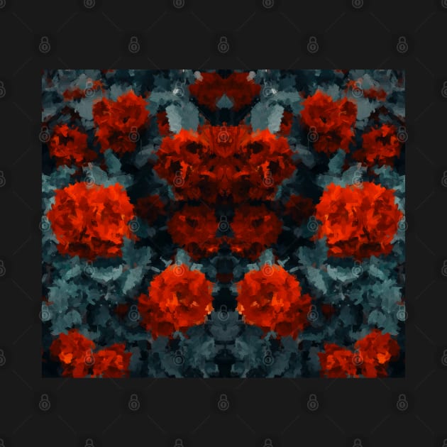 Symmetric dark red flowers pattern oil painting by DigitPaint