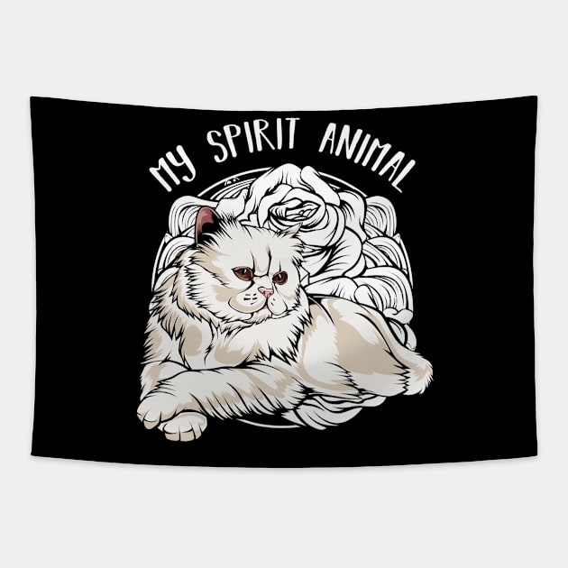 Persian Cat - My Spirit Animal - Cute Line-Art Cat Tapestry by Lumio Gifts