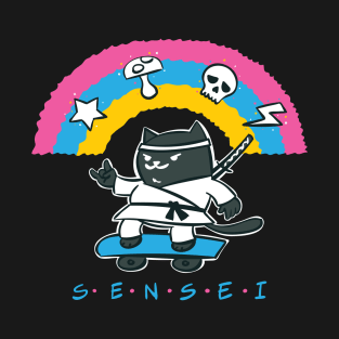 Very Cool Sensei Skater Cat T-Shirt