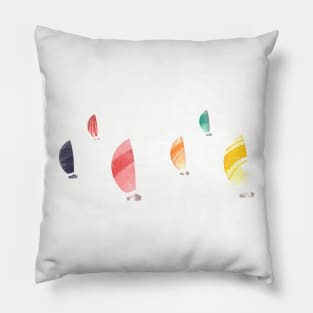 Colorful Sailing Boats Afar, washed look Pillow