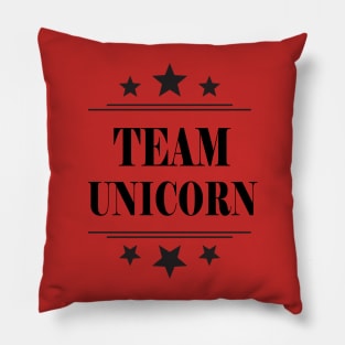 Team Unicorn Stars Black Pillow