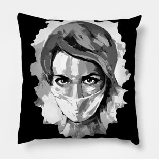 Black and white coronavirus Pillow