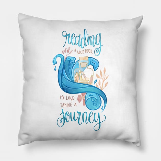 READING A GOOD BOOK Pillow by Catarinabookdesigns