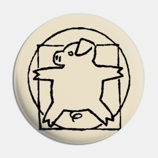 vitruvian pig - black Pin