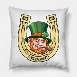 Saint Patrick Cartoon Emblem Pillow