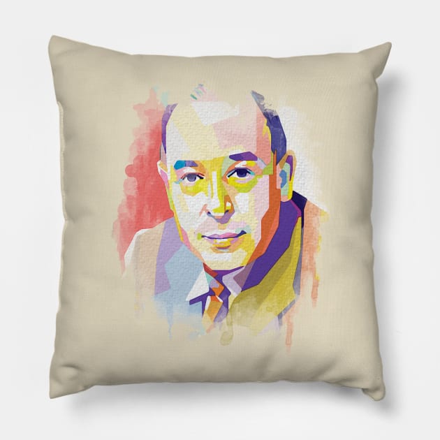 CS Lewis In Pop Art Pillow by Mulyadi Walet