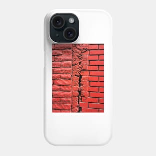 MIND THE GAP ... SPACE BETWEEN 2 RED PAINTED BRICK WALLS Phone Case