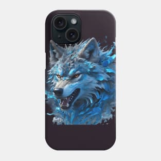 Blue wolf head splash art Phone Case