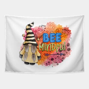 Bee mindful garden gnome watercolour design Tapestry