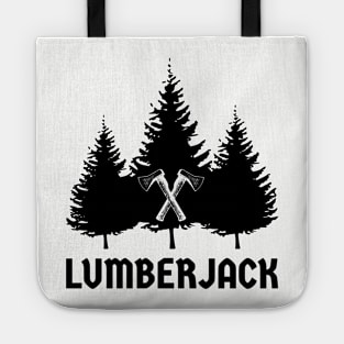 Lumberjack Pine Trees Black Crossed Axes Tote