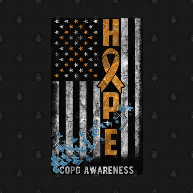 COPD Awareness Hope Flag Blue Butterflies by mythikcreationz