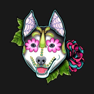 Husky - Malamute - Day of the Dead Sugar Skull Dog T-Shirt