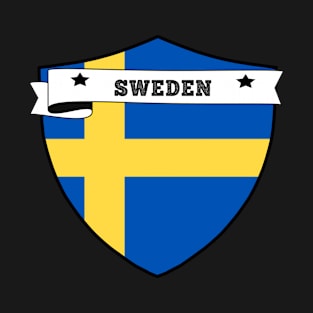 SWEDEN COUNTRY SHIELD, MINIMALIST SWEDEN FLAG, I LOVE SWEDEN , BORN IN SWEDEN , SWEDEN BADGE SHIELD T-Shirt