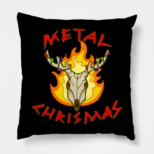 Metal Christmas Punny Reindeer Skull Pillow