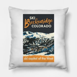 Yellow Breckenridge Vintage Ski Poster Pillow