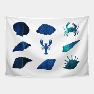 Marine Life Staples Collection: teal textured crustaceancore Tapestry