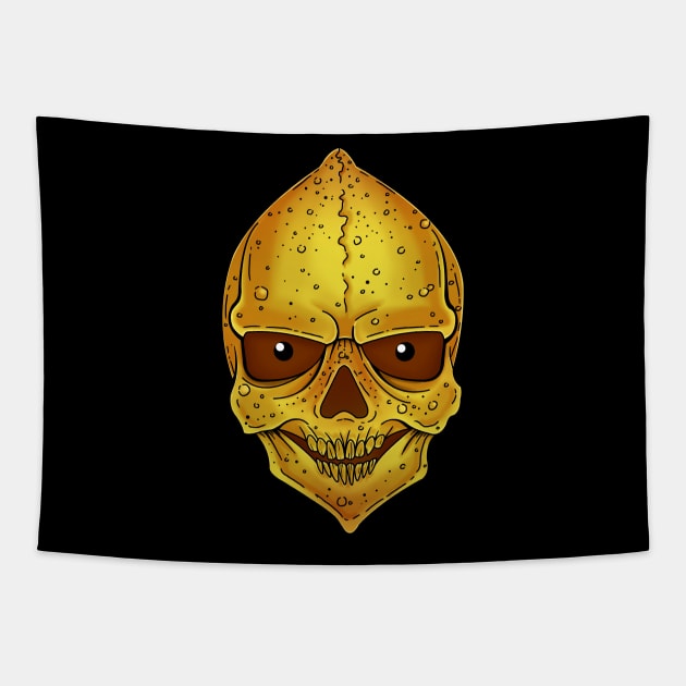 Lemon skull Tapestry by Dracuria